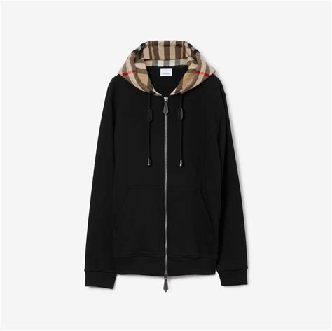 burberry check hoodie embroidery|Burberry Check Label Cotton Zip Hoodie .